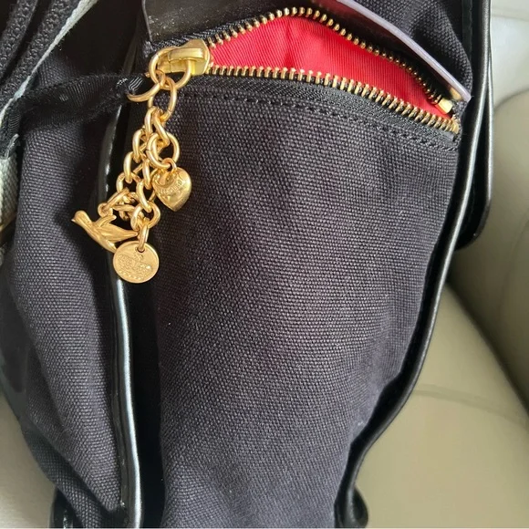 Vintage JUICY COUTURE 3 way Hand Shoulder Bag Canvas Black Messenger Crossbody